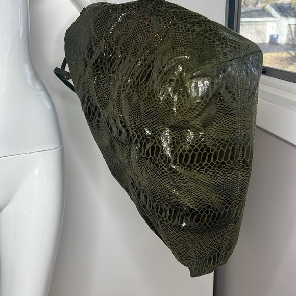 Carlos Falchi Barbarella Olive Green Tote Bag with Pouch - Picture 7 of 8